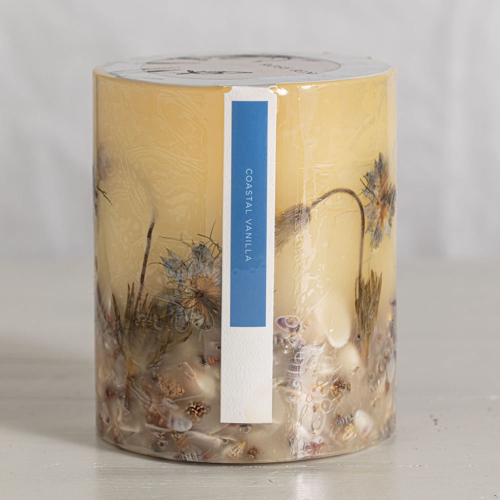 ROSY RINGS COASTAL VANILLA SMALL ROUND SCENTED BOTANICAL CANDLE