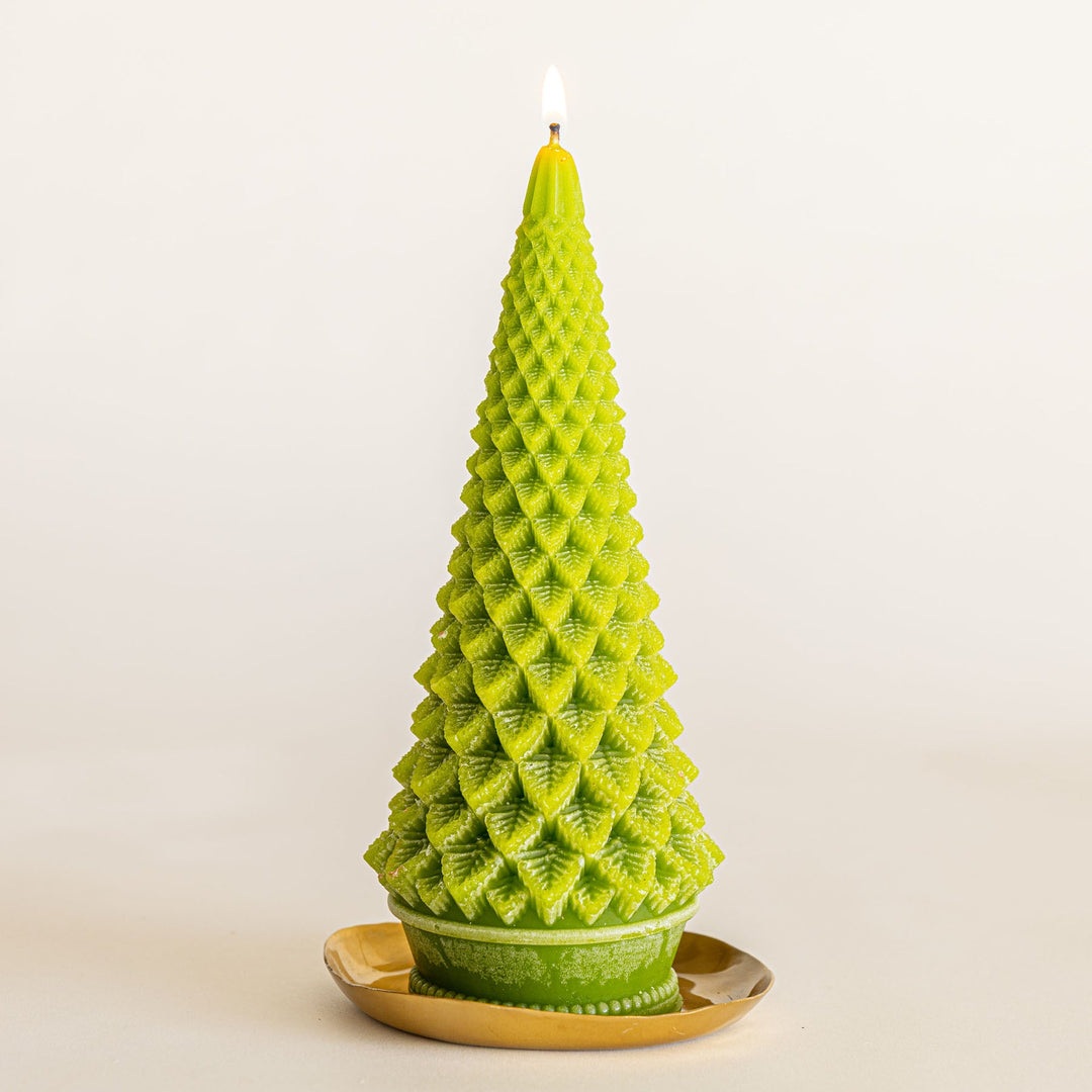 Vela Signature en Forma de Árbol Esculpido - Escarcha de Bayas de Invierno