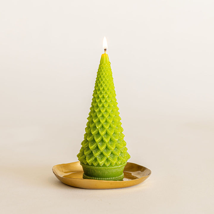Vela Accent en Forma de Árbol Esculpido - Escarcha de Bayas de Invierno