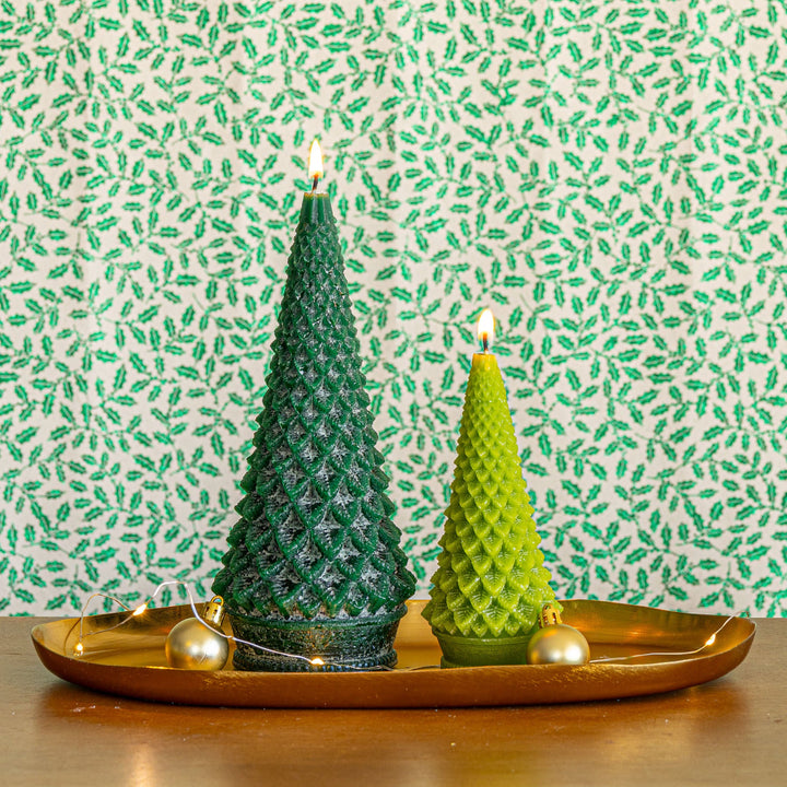 Vela Accent en Forma de Árbol Esculpido - Escarcha de Bayas de Invierno