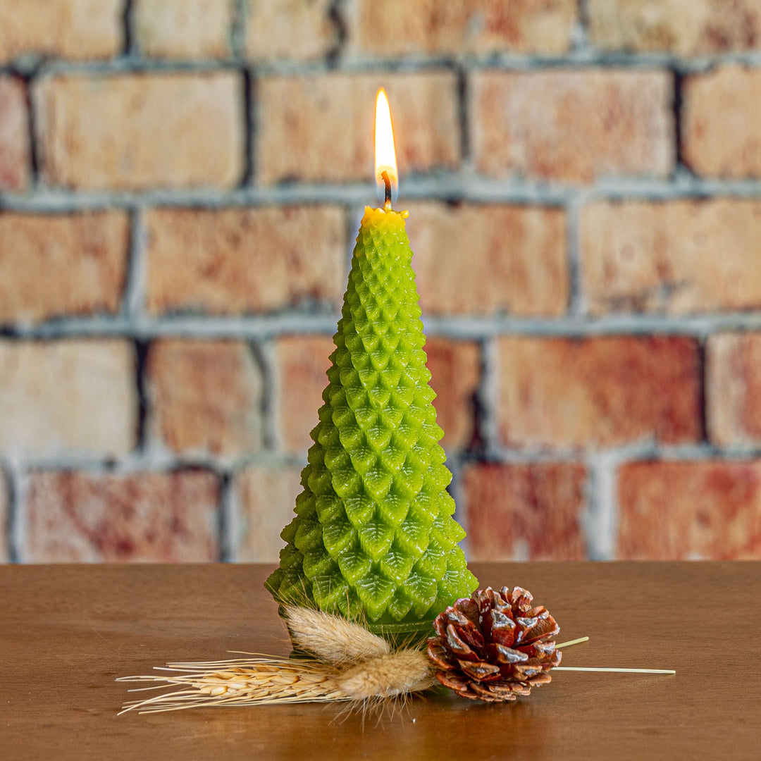 Vela Accent en Forma de Árbol Esculpido - Escarcha de Bayas de Invierno